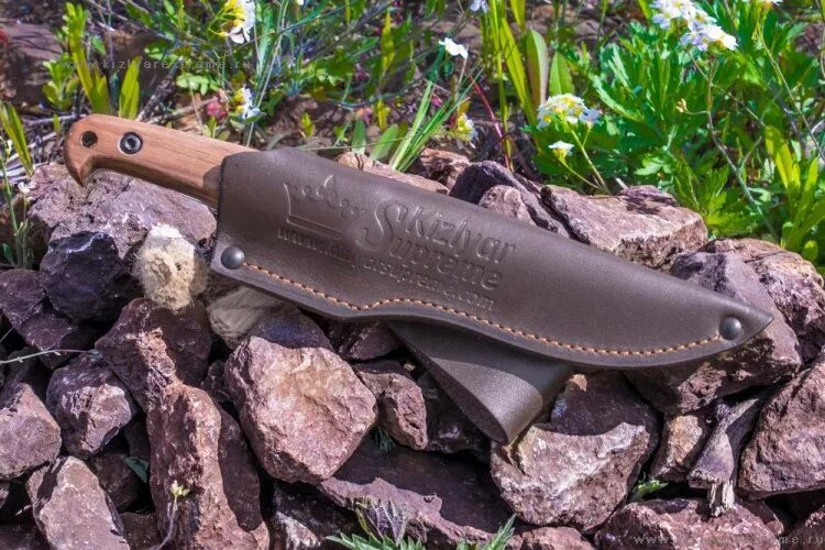 Нож туристический Pioneer AUS-8 StoneWash Орех Kizlyar Supreme Кизляр Суприм